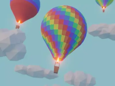Low Poly Hot Air Balloon Low-poly 3D model