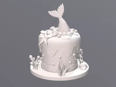 Marine-Themed Cake Storage Box 3D print model