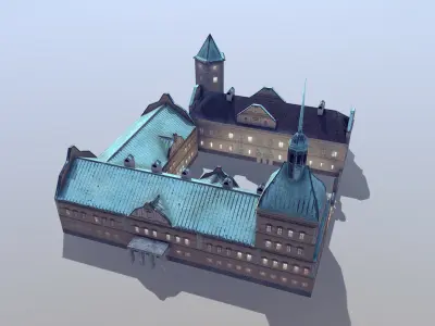 Karlovy Zamek Struzna Low-poly 3D model