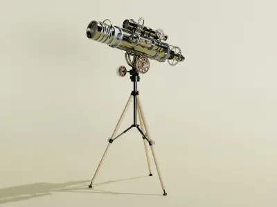 Antique Tripod Telescope - 3d Model Free 3D model