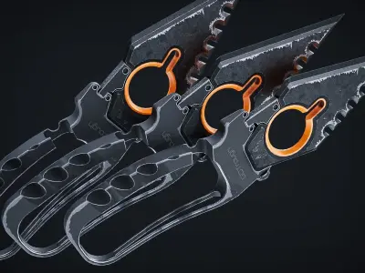 Sci-Fi Dagger PBR Low-poly 3D model