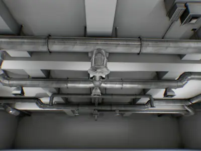 interior air ducts modular system 38 elements lowpoly Low-poly 3D model