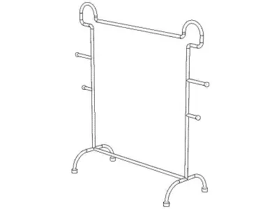 Stainless Steel Clothes Rack 3D model