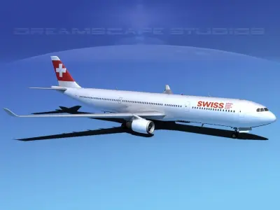Airbus A330-300 Swissair 3D model