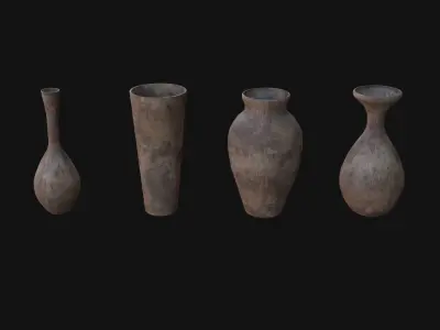old Vases set 2 Low-poly 3D model