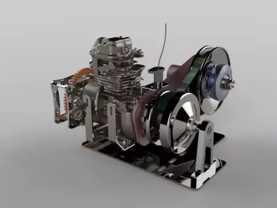 Electric starter and CVT for engine GX 35cc Free 3D model