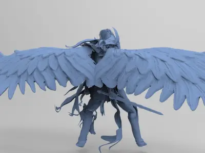 Angel warrior Stylized wide 3D model