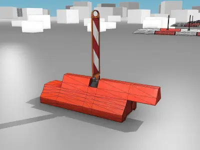 White and Red Road Traffic Barrier - Part 20 - Low-poly 3D model