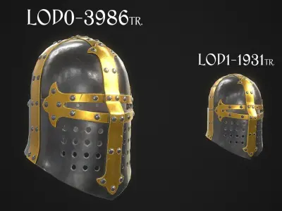 Knight Helmet 04 Low-poly 3D model