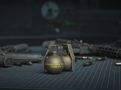 Game Ready M67 Frag Grenade - Army Skin  Low-poly 3D model