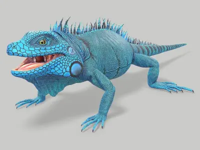 Iguana Blue Low-poly 3D model