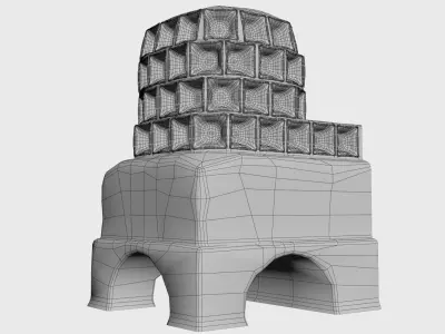 Late medieval tiled stove Low-poly 3D model