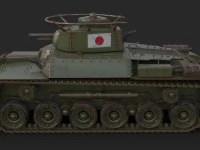 Tank Type 97 Chi Ha Green Japan Mental ray 3D model