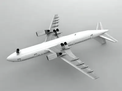  Airbus A300-600 Airliner - Generic White Low-poly 3D model