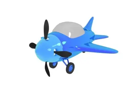 Small blue airplane 3D model