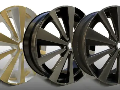 10 Lowpoly Car Wheels Low-poly 3D model
