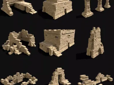  ARABIC DESERT RUINS ANCIENT PACK COLLECTION BUILDER AAA Low-poly 3D model