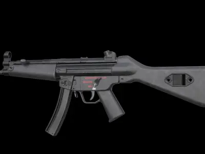 MP5A4 MP5SD5 with Silencer Scope Mount Rail Grip Low-poly 3D model