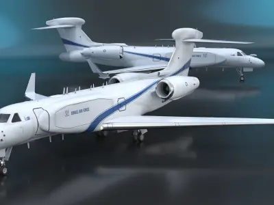 CAEW G550 White in Takeoff Position 3D model