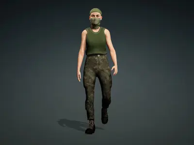 High Quality Realistic Female Military Cargo Low-poly 3D model