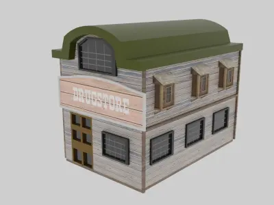 Wild West - Drugstore Low-poly 3D model