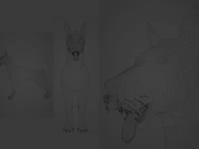 Doberman Dog Realistic Model Low-poly 3D model