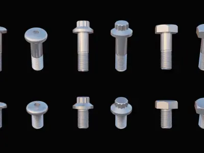35 Bolts and nuts Low-poly 3D model