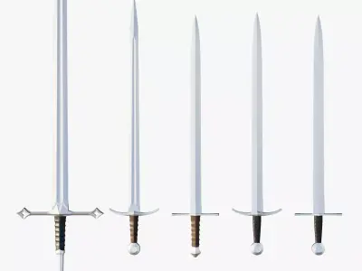 Collection medieval swords 01-05 plus old textures and sheaths 3D model