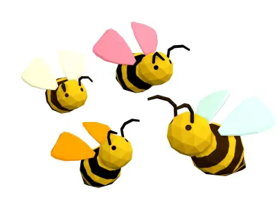 Cartoon Bees -LOW POLY Low-poly 3D model