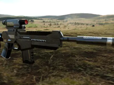 AX-7 Assault Rifle Low-poly 3D model