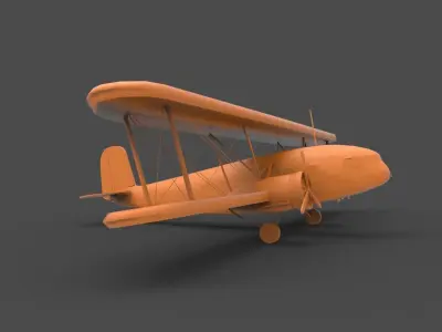 Curtiss-Wright orange biplane 3D print model
