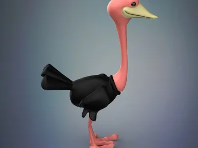 Cartoon Ostrich 3D model
