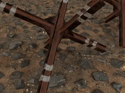 anti-tank hedgehog set 3 PBR   Low-poly 3D model