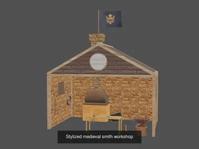 stylized medieval village assets 3D Model Collection