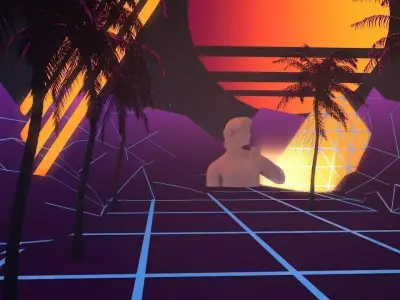 retro mountains Free low-poly 3D model