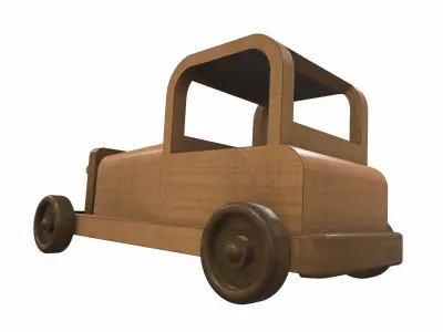Wooden car toy retro 4 Free 3D model