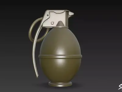 Grenade Olive 02 Low-poly 3D model