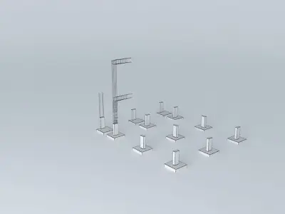 Industrial group of metal poles Free 3D model