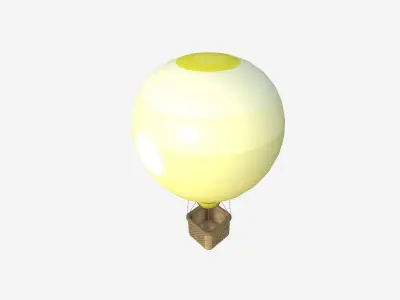 Balloon Hot Air 03 Yellow - Aircraft Cartoon Low-poly 3D model