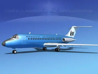 Douglas DC-9-20 Braniff Intl 3D model