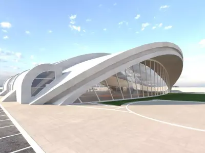 exhibition center exterior and interior 3D model