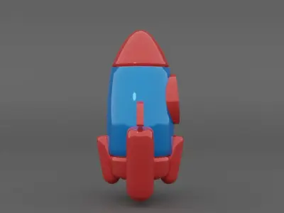 blue rocket Low-poly 3D model