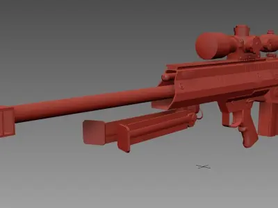 Barrett XM500 Sniper Rifle Low-poly 3D model