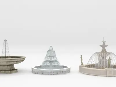 3 Fountains three different 3D model