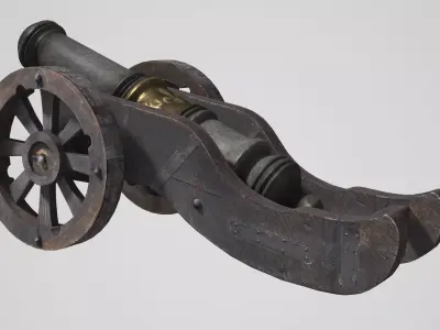 Italian medieval cannon artillery Low-poly 3D model