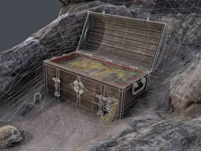 Pirate Treasure Environment Low-poly 3D model