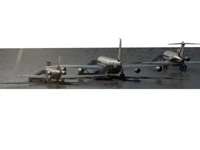 AIR FRANCE 1960s Boeing 707-300 Boeing 727-200 and Caravelle 3D model