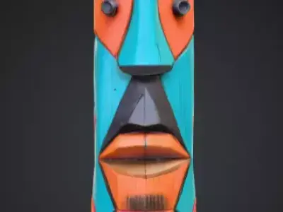 Vibrant Carved Festival Totem Low-poly 3D model