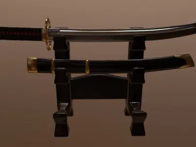 katana-02 two samurai swords Low-poly 3D model