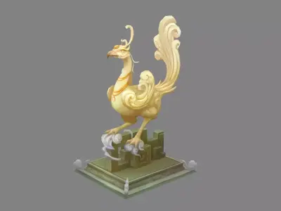 Jade Bird Sculpture Low-poly 3D model